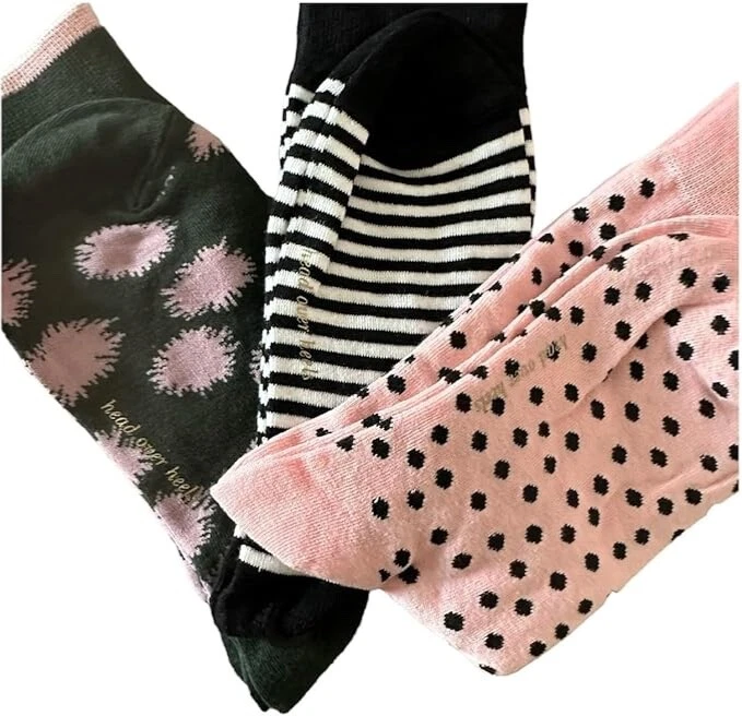 Calcetines Kate Spade NY Verde Abstracto Salpicaduras, Rayas Negras, Lunares Rosa - B4 Foto 3 de 4