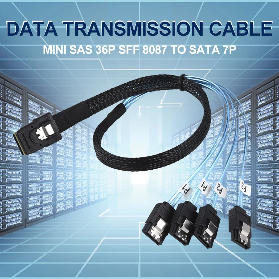 Internal Mini SAS SFF-8087 36P Male to 4 SATA 7P Female Forward Breakout Cable - Image 4 of 4