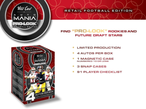2022 Wild Card Auto Mania Pro Look Football Retail Edition Box 4 Autographs Per - Afbeelding 1 van 8