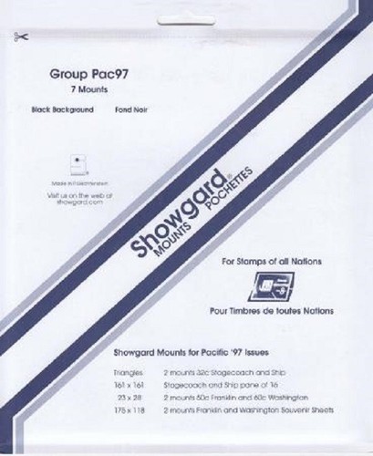 Juego de 7 monturas de estampillas negras Showgard para Group Pacific 1997 números surtidos de tamaños - Imagen 3 de 3