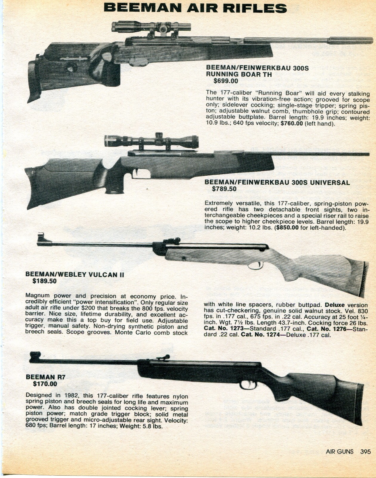 Beeman Model R7 1984 Print Ad of Beeman Feinwerkbau 300S, Vulcan II, R7 Air Rifle | eBay