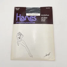Vintage Hanes Ultra Sheer Pantyhose Barely Black Size B Sandalfoot New NIP
