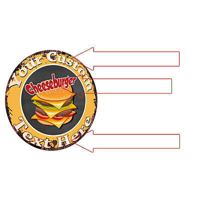 Insegna Metallo Cheeseburger Personalizzata CP-0164 QUALSIASI NOME Decorazione Idea Regalo - Foto 18 di 18