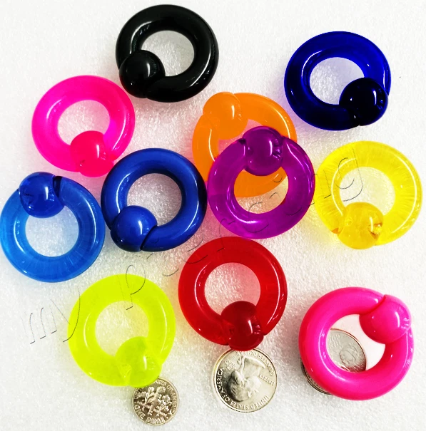 一对大号亚克力 UV & 纯色圈饰珠环耳环 00G — 第 3/4 张图片