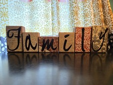 Decorative "Family" Wooden Letter Blocks Set