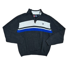 Men's XL Chaps Gray, Blue  White Vintage Y2K Quarter Zip Sweater