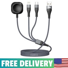 Apple Watch Charger Multi Charging Cable 6FT Nylon Braided USB AM Port to Lig...