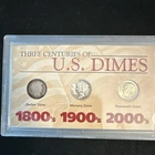 Three Centuries U.S. Dimes Collection Barber Mercury Roosevelt with Certificate