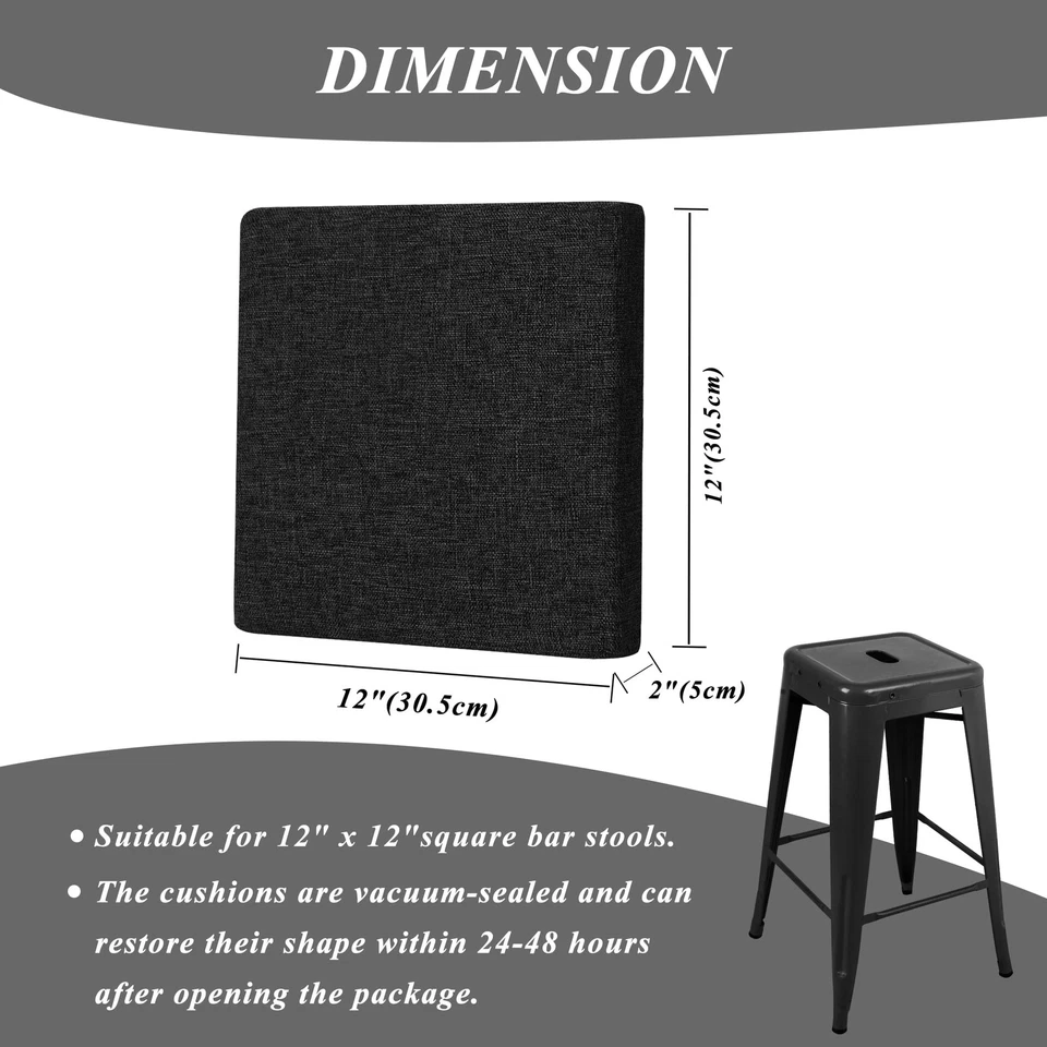 Cojines cuadrados para taburete de bar Almohadillas antideslizantes para silla con lazos Cojín para silla de 2"" de grosor... Foto 4 de 4