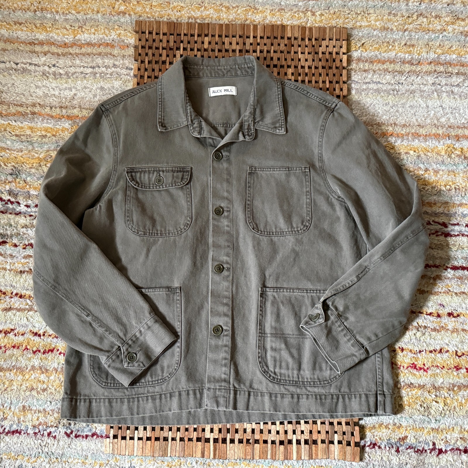 Alex Mill Heavy Canvas Button Down Chore Jacket Grey Men's Size XK