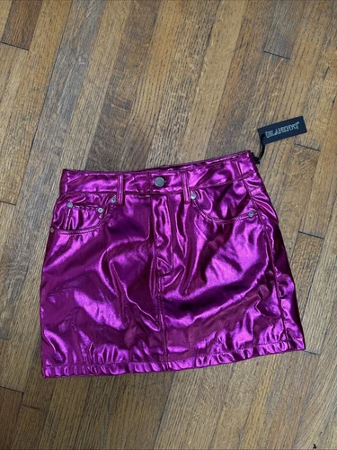 BLANKNYC Women’s Vegan Leather Mini Skirt Metallic Pink New Size 25