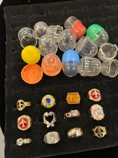 Vtg 12 Vending Gumball Machine RINGS Adjustable with Capsules