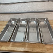 Lot of 4 Stainless Steel Steam Table Trays Full Size