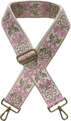 Ethnic (Rose Pink) 2" Wide Women's Purse Strap Replacement Crossbody Canvas Bags