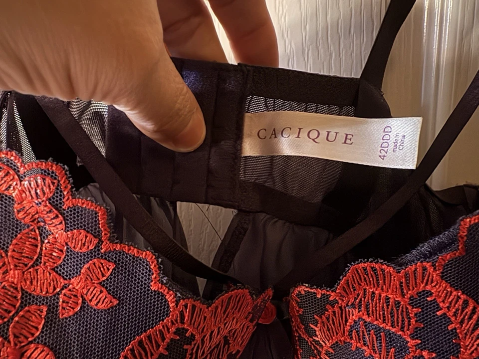 Cacique 42DDD Púrpura Rojo Encaje Babydoll Lencería Nocturna Peluche, CB27 Foto 4 de 4