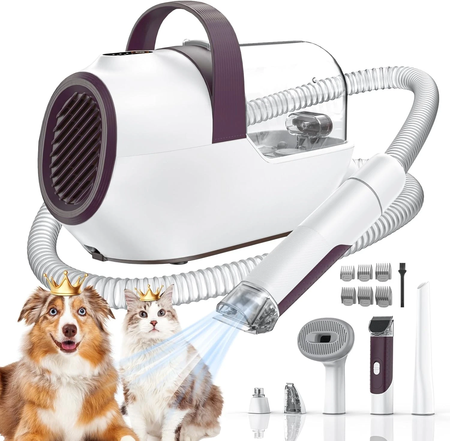 Caramel Dog Grooming Vacuum Kit with Clipper, Nail Grinder & 6 Tools