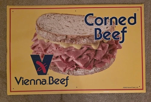 Vienna Vintage corned beef Metal Tin Sign 23x35 Advertising Chicago Beef