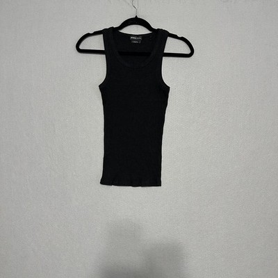 Prana Ribbed Tank Top Black Small Racerback Scoop Neck Yoga Activewear