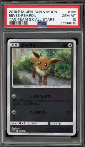 Pokemon Eevee Tag Team GX All Stars Japanese Reverse Holo #109 PSA 10 Gem Mint