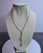 David Yurman Sterling Silver & Diamond Three Starburst Lariat Y Slider Necklace