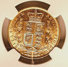 1883 M Melbourne Victoria Young Head Shield Gold Sovereign AU58 NGC R2 VERY RARE
