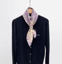 70 cashmere 30 silk violet double side printed square Wrap shawl 64X64cm new