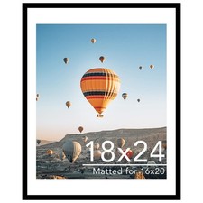 JCJMY 18x24 Picture Frame with 16x20 Mat, Display Photo inch, Black