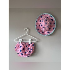 Pottery Barn Kids Whale Reversible Bucket Hat Diaper Cover Set 12-24 Months