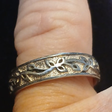 925 Sterling Silver Ring 6mm Scroll Band size 8 Engraved Inside Band LOOK 