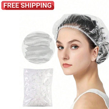 Disposable Shower Caps Plastic Clear Hair Cap Large Thick Waterproof Bath Caps