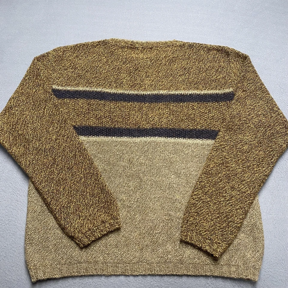 Suéter masculino American Eagle Outfitters grande marrom mistura de lã gola redonda listrado - Imagem 4 de 4