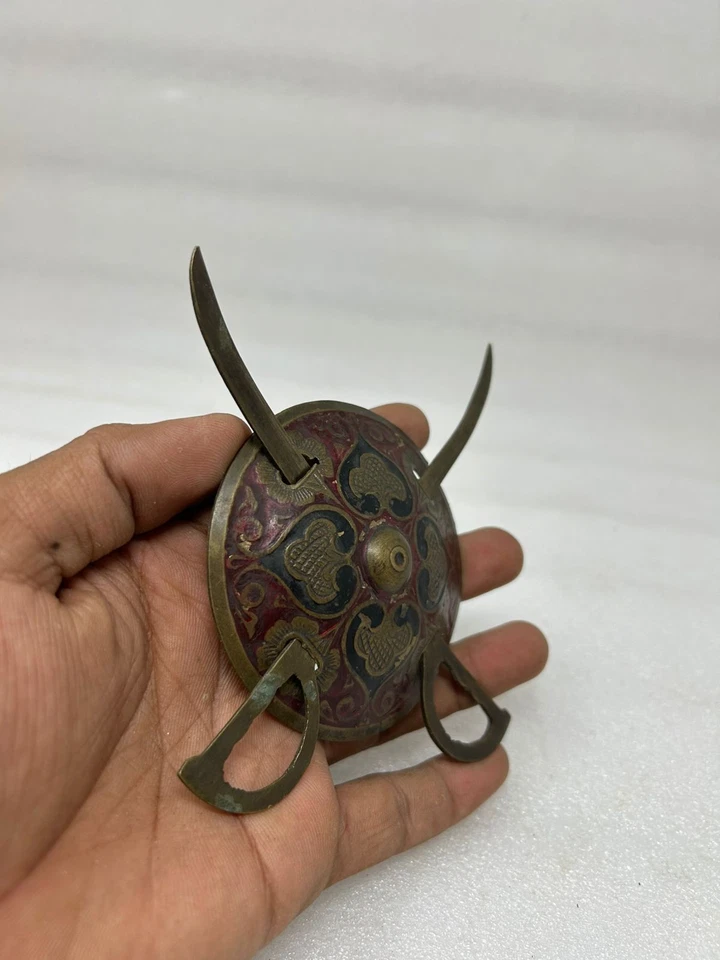 Espada escudo forjado a mano de latón vintage decoración colgante de pared decoración de latón antiguo decoración del hogar Foto 3 de 4
