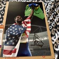 Hand signed picture  of JUSTIN GATLIN, ATHLETICS autograph with Coa