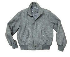 VTG 80s Members Only 100 WOOL Europe Craft Zip Bomber Jacket M/L Sz 42 Dk. GRAY