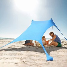 Beach Tent Sun Shelter Shade Canopy UPF 50 Protection Beach Shade with Sandbags