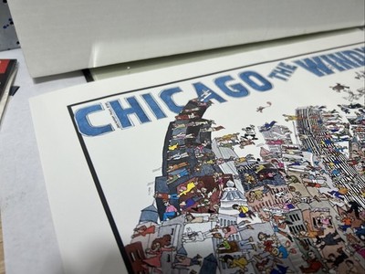 John Holladay Chicago The Windy City Cartoon Poster 1984 Vintage