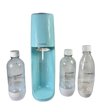 SodaStream Fizzi Sparkling Water Maker Ice Blue w/ CO2 Cylinder & 3 Bottles