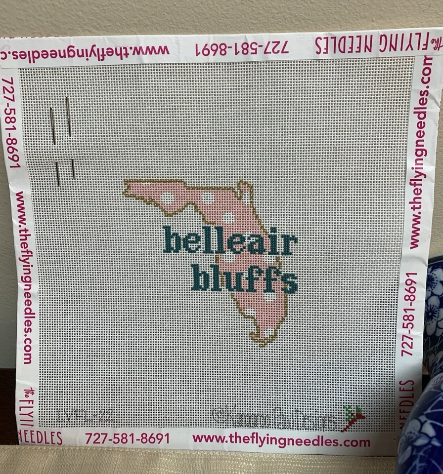 Kangaroo Paw Designs Belleair Florida Handpainted Needlepoint Canvas With Thread - Image 2 of 4