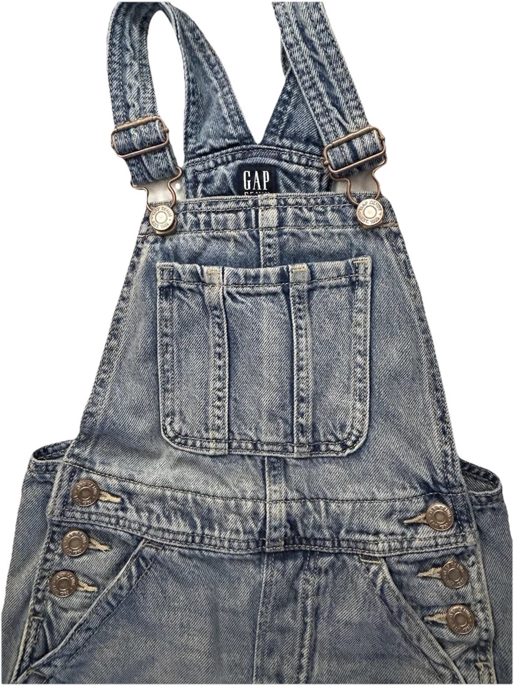 Mono vaquero GAP 6-7 años azul correas ajustables bolsillos Foto 2 de 4