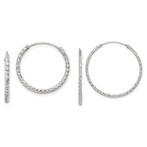 925 Sterling Silber Damen Creolen Diamantschliff 1,5 mm facettiert endlos - Bild 1 von 3