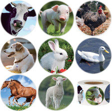 600Pcs round Farm Animal Stickers 1.5 Inch for Kids' Parties and Classroom Rewar