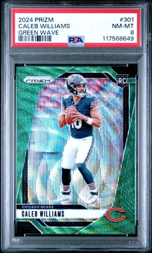 2024 PANINI PRIZM GREEN WAVE #301 CALEB WILLIAMS PSA 8