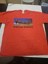 Vintage Wells Fargo Bank T-Shirt Red XL 90s Graphic Tee Faded Grunge Paint