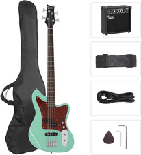 Glarry 4-String Electric Bass Guitar Kit with 20W Amp  Accessories Mint Green