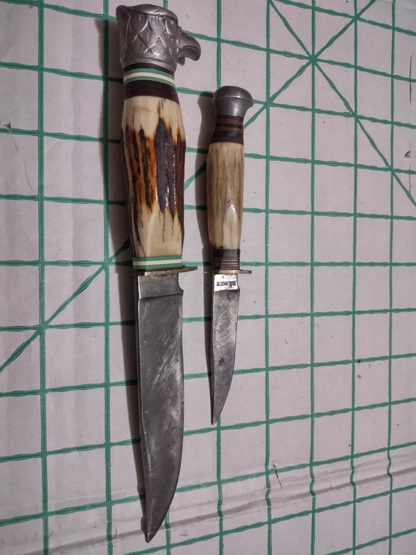 Vintage Solingen Germany Eagle Head Stag Handle Fixed Blade German Knife