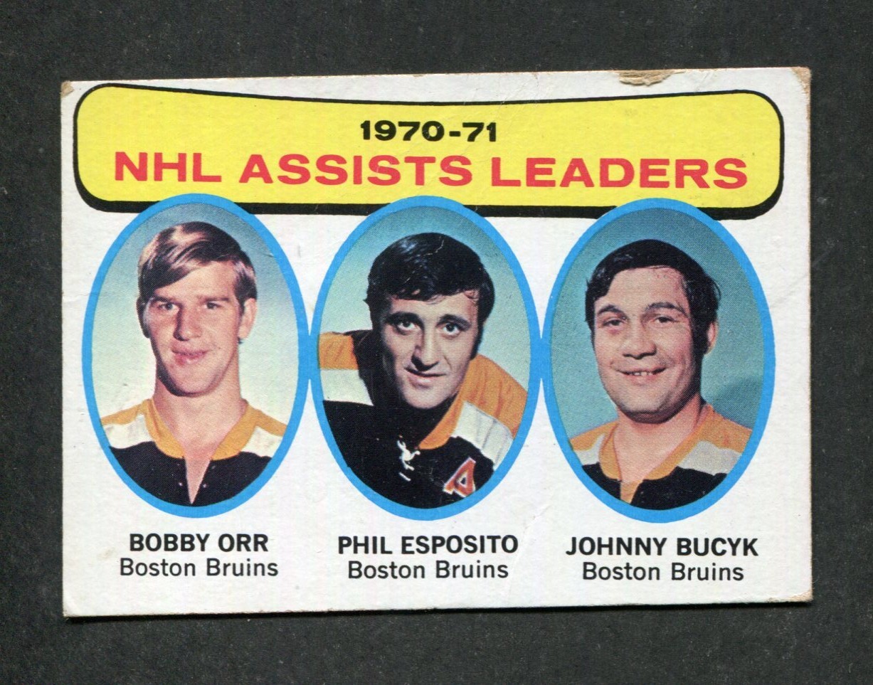 Bobby Orr / Phil Esposito NHL Assist Leaders 1971-72 Topps NHL Hockey Card #2