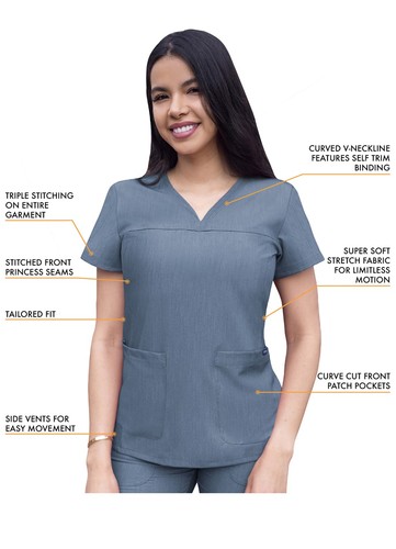 Adar Pro Scrubs For Women - Sweetheart V-Neck Scrub Top - Picture 192 of 224