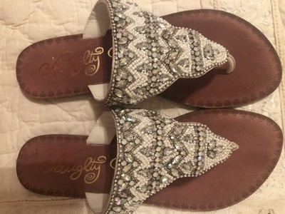 Naughty Monkey Loving U Boutique Sandals in White Size 8 With Rhinestones Boho