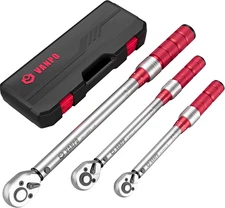 VANPO 1/4 3/8 1/2-Inch Drive Click Torque Wrench, 3Pcs Torque Wrench Set 20-240 