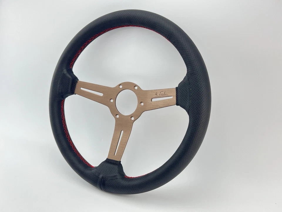 350mm Rose Brown Spoke Black Perforated Steering wheel NDD - Image 3 of 4